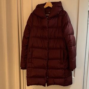 Athleta Maroon Goose Down Puffer Jacket